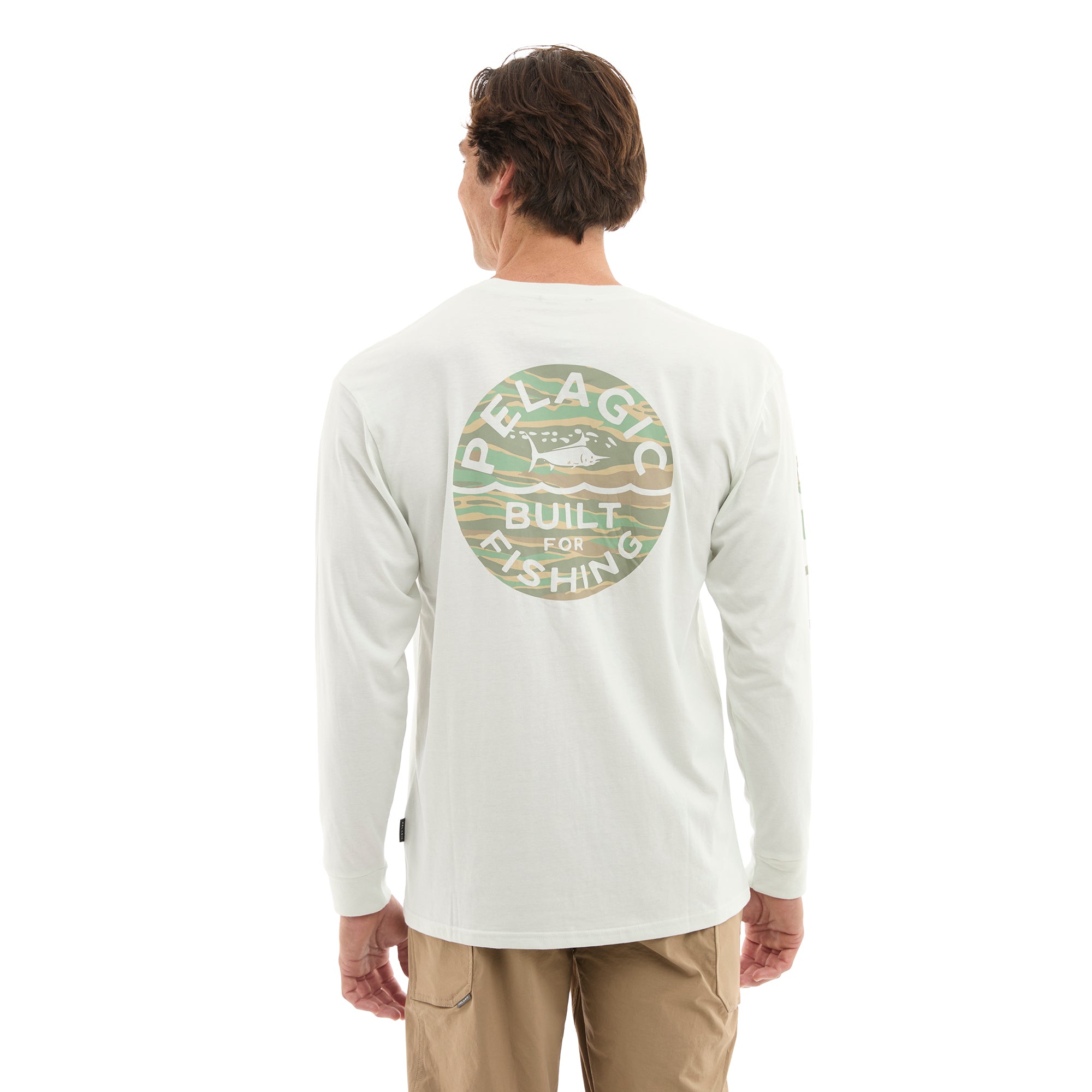 Pelagic Built Wahoo Camo LS t-shirt beige cotone