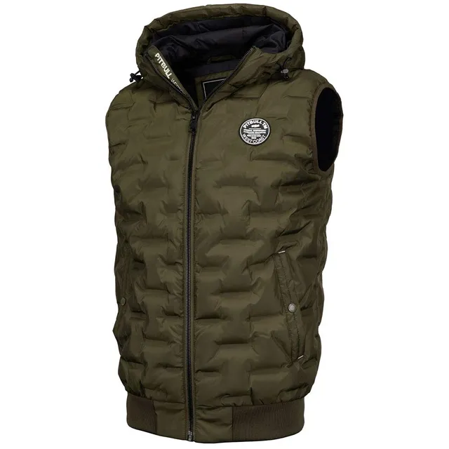 Pitbull Carver gilet trapuntato cappuccio verde S
