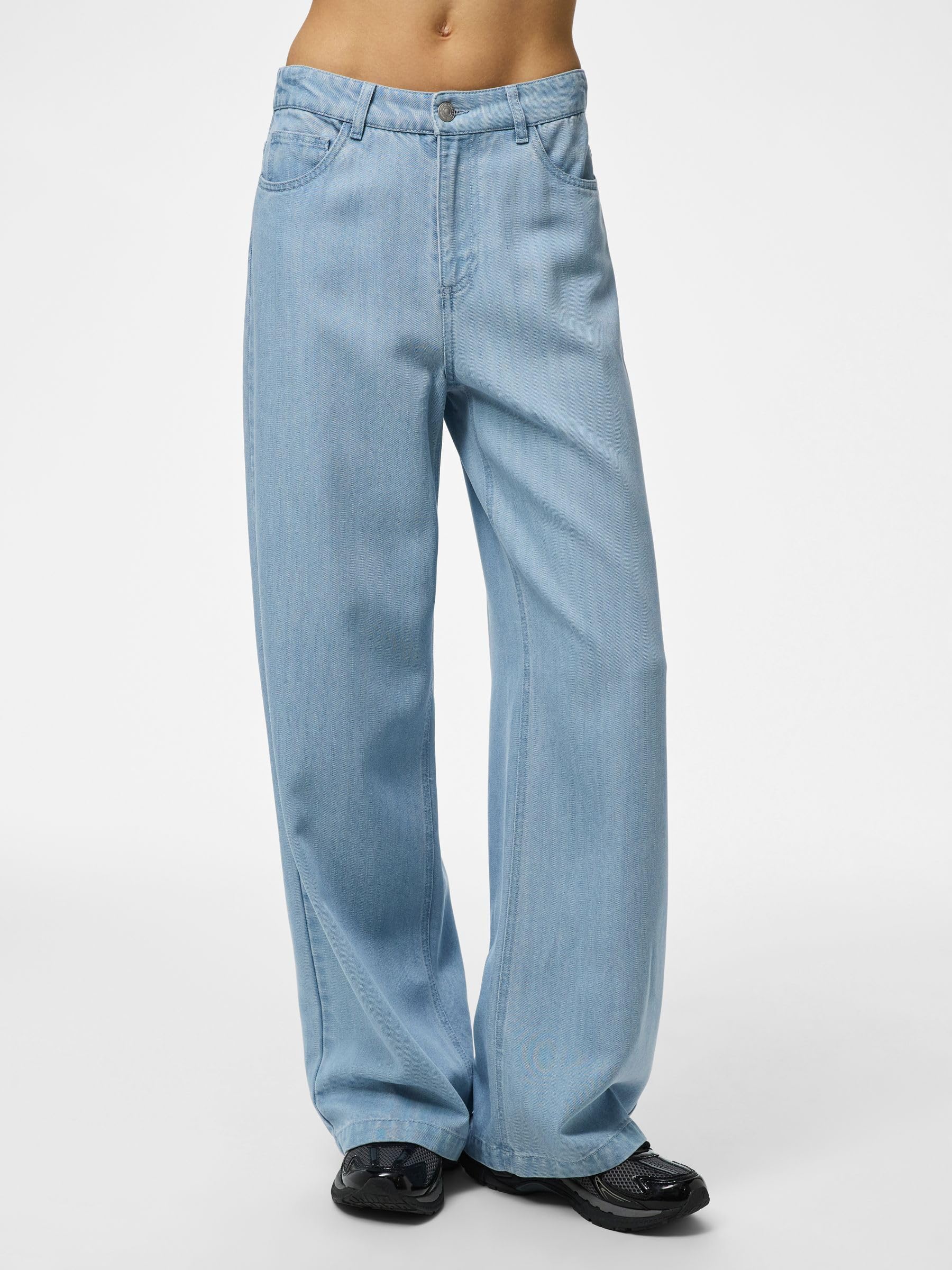 Pieces Pcsmidi MW Wide jeans larghi donna denim uso quotidiano