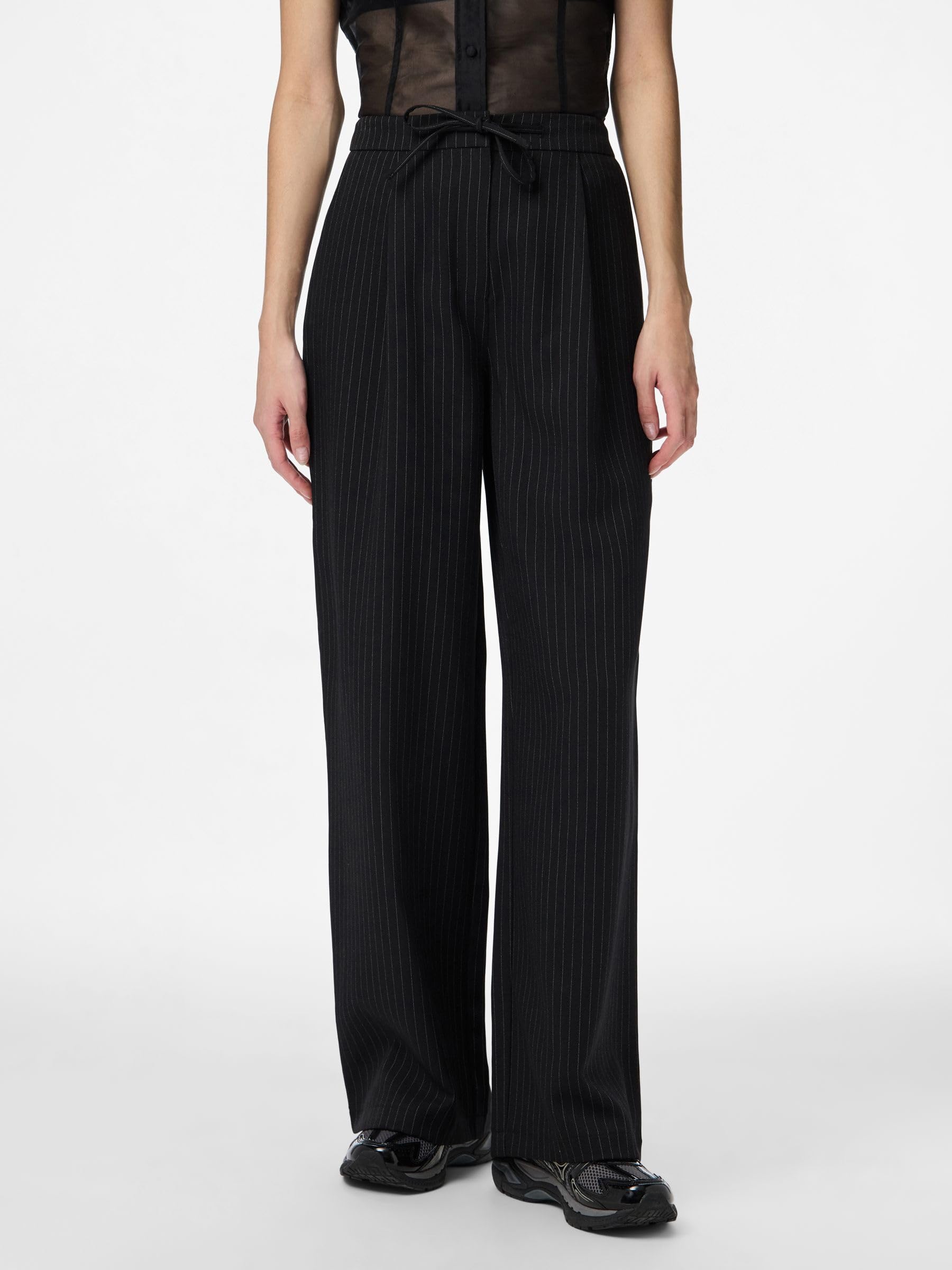 Pieces Pcfalka pantalone gessato wide leg donna