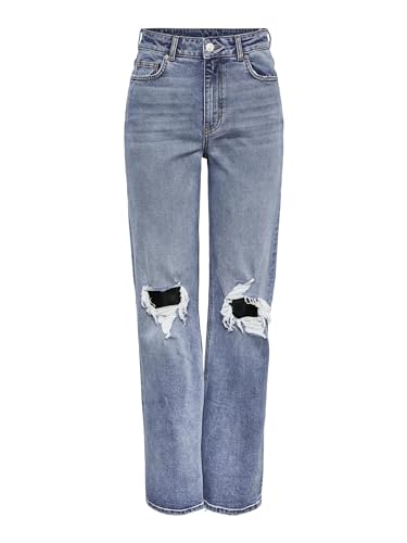 Pieces Pcholly HW Wide JNS MB Destroy Noos BC jeans 27W/30L blu