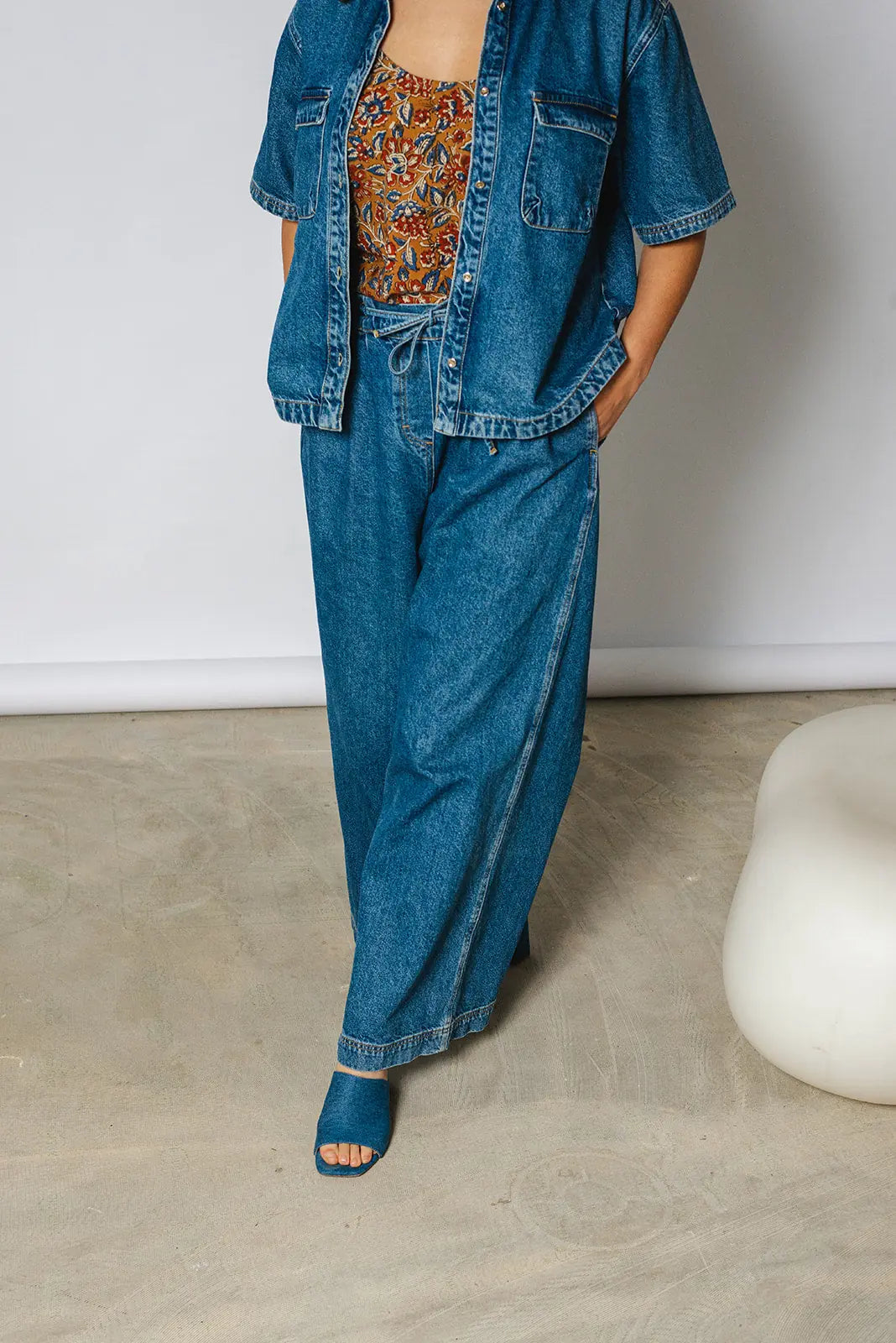 el.residu Elena 1 pantaloni blu cotone