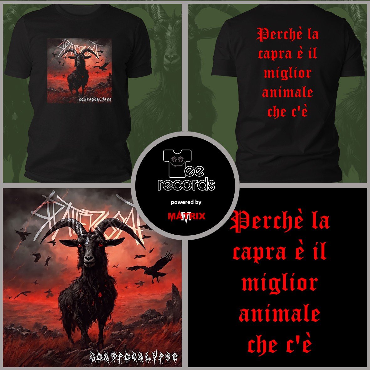 Matrix Music Store Splattergoat Goatpocalypse t-shirt cotone organico