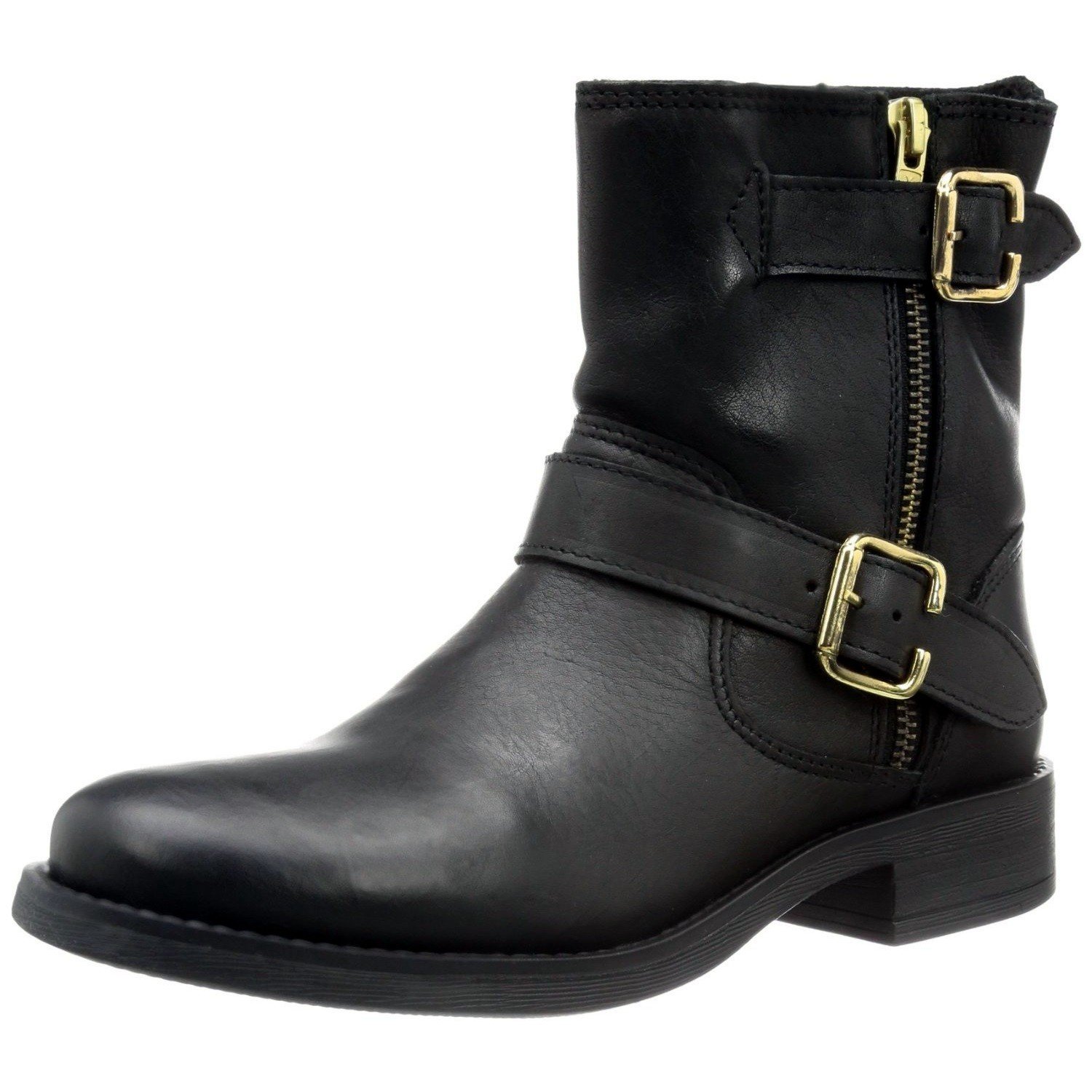 PIECES Iza stivali biker in pelle neri 42 EU
