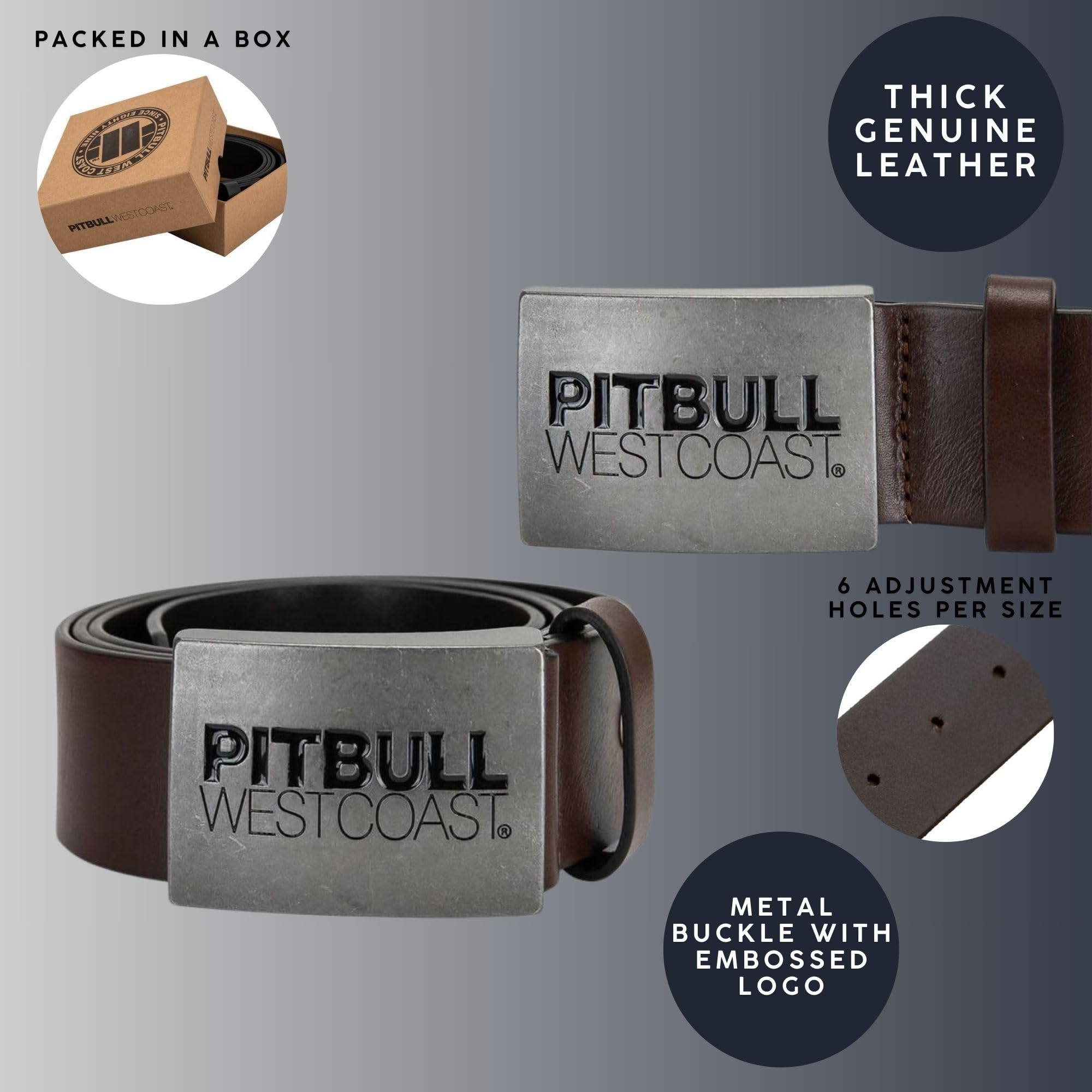 Pitbull TNT cintura uomo pelle fibbia metallo vintage