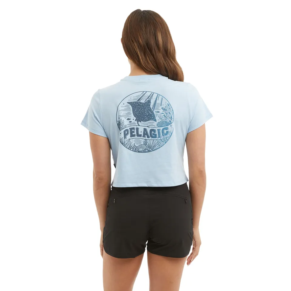 Pelagic Raya maglietta donna azzurra cotone organico