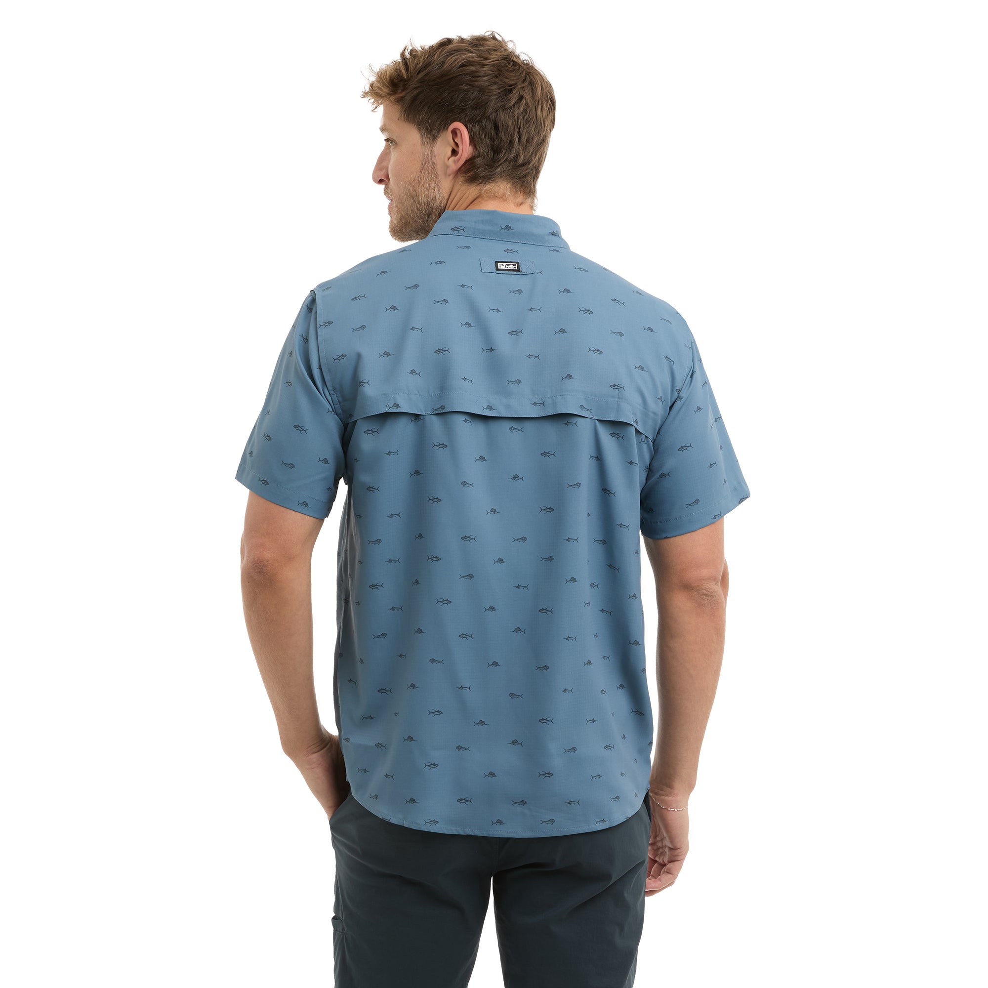Pelagic Keys Tiny Fish camicia pesca uomo petrolio UPF 50+
