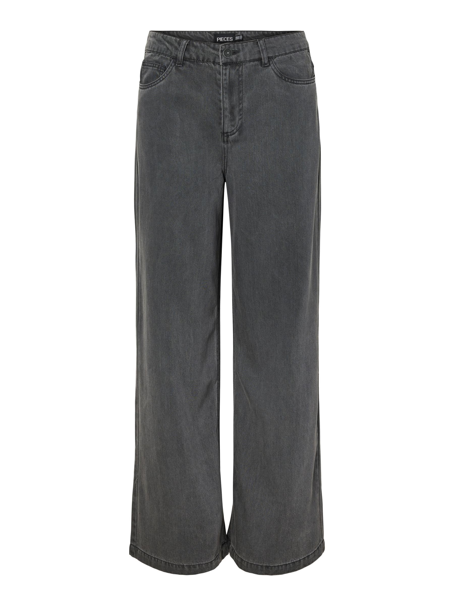 Pieces Pcsmidi MW jeans larghi donna 30W 32L grigio uso quotidiano