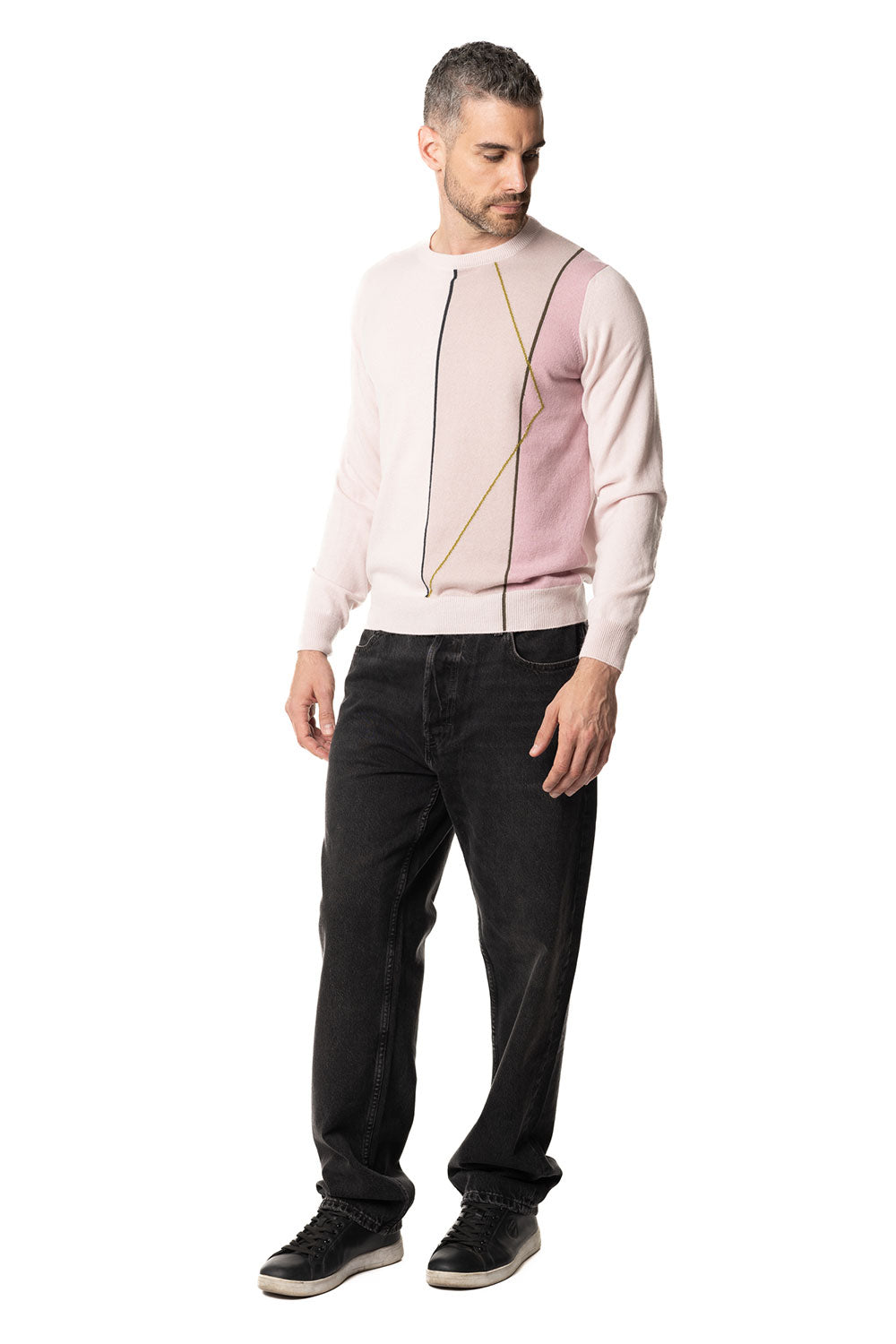 Vittoria Paci Girocollo Intarsio Rosa Cipria Uomo