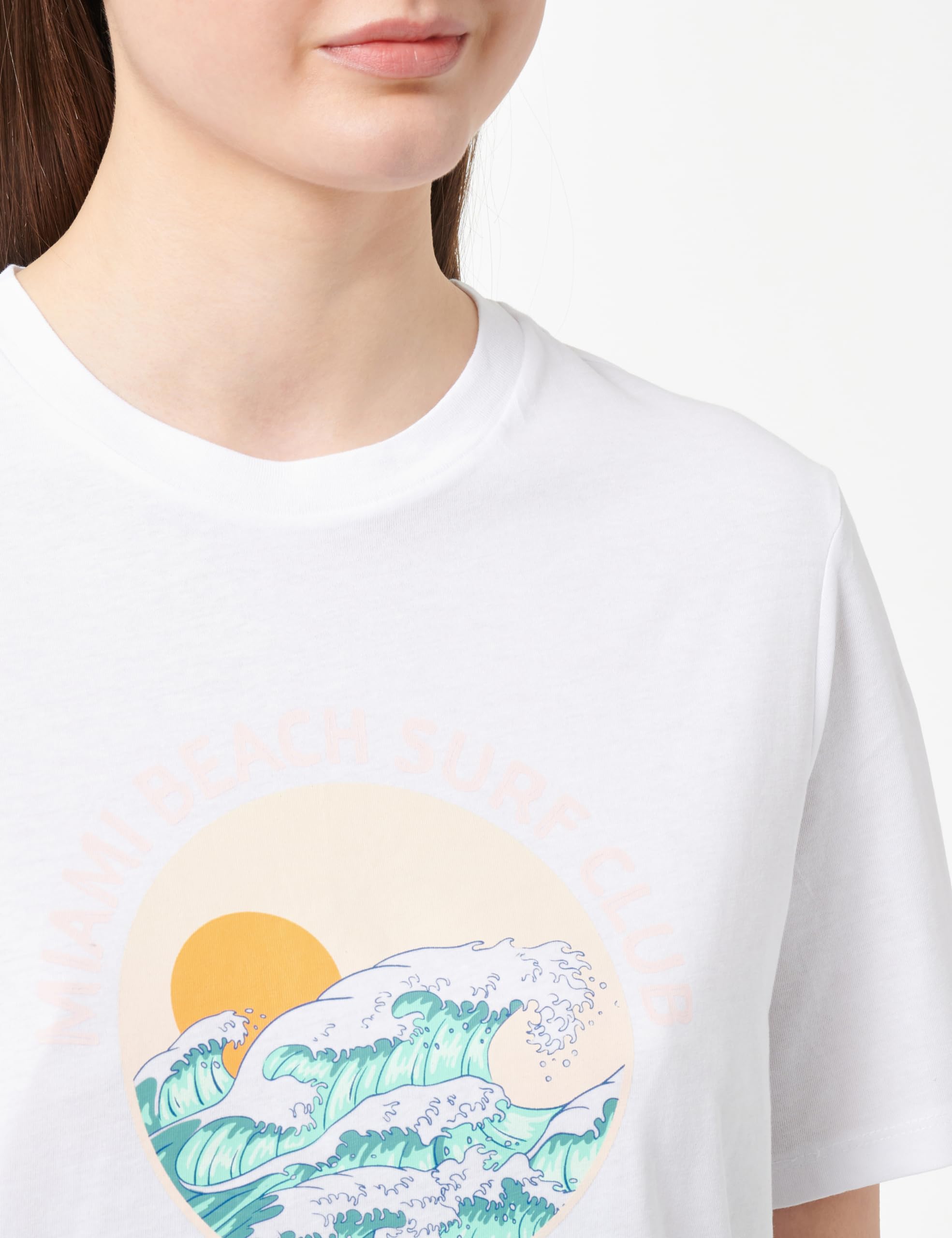 Pieces Pcbanda t-shirt donna M bianco stampa Miami Beach