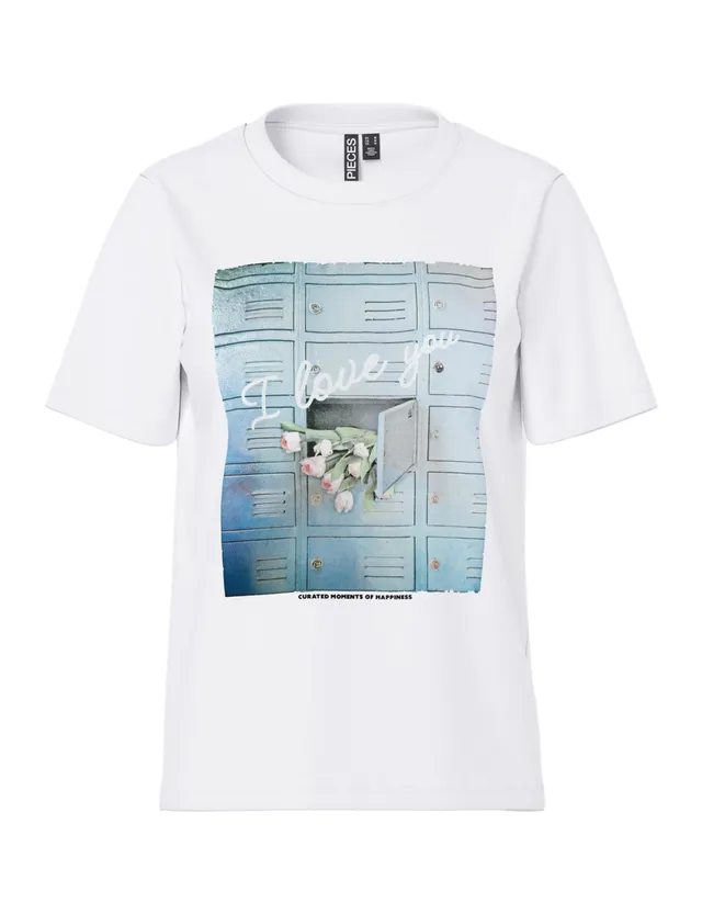 Pieces Pcpost maglietta donna L bianca cotone