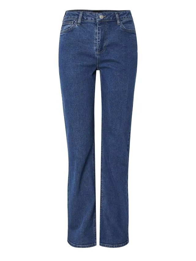 Pieces Pckelly MW Straight Jeans New MB jeans donna 33W/30L dritti