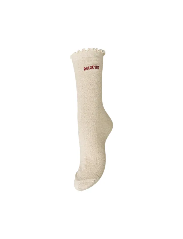 Pieces Pcafia Socks Emb Fc calze donna 1 paio ricamo