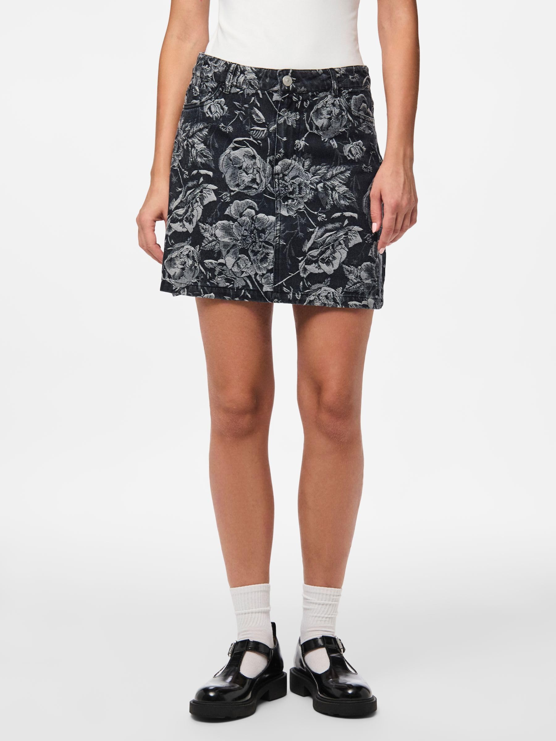 Pieces Pcmarosa MW Denim gonna donna nera M traspirante