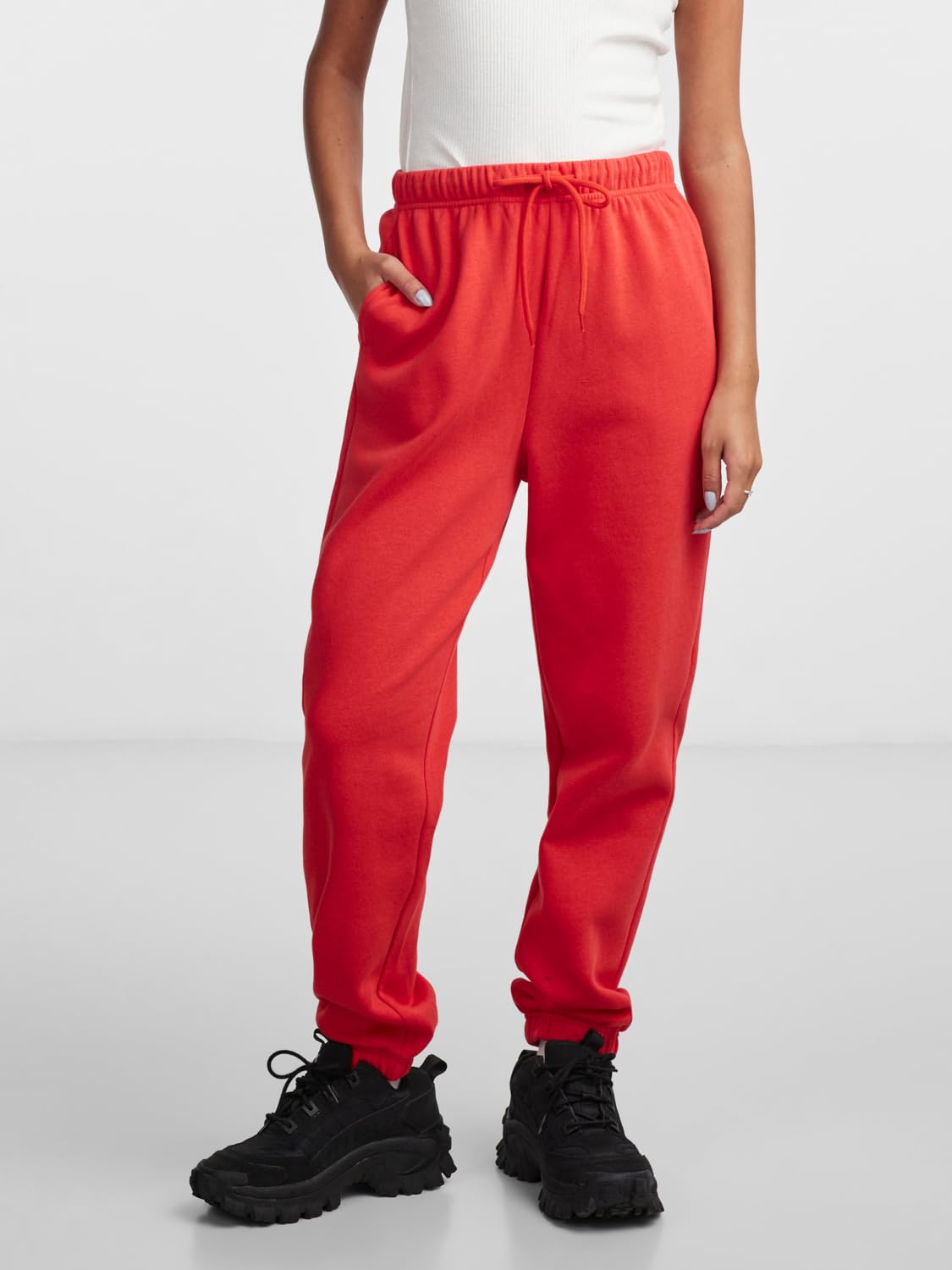 Pieces Pcchilli HW Sweat Pants pantaloni rosso papavero