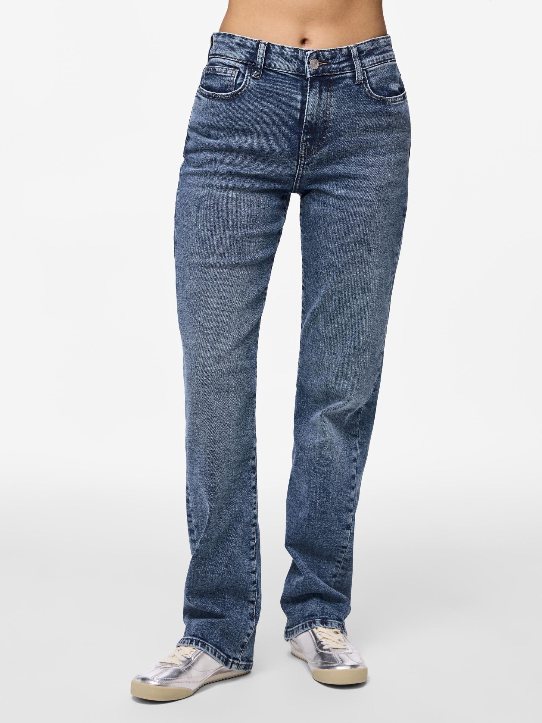 Pieces Pckelly MW Straight Jeans 30W 32L jeans donna