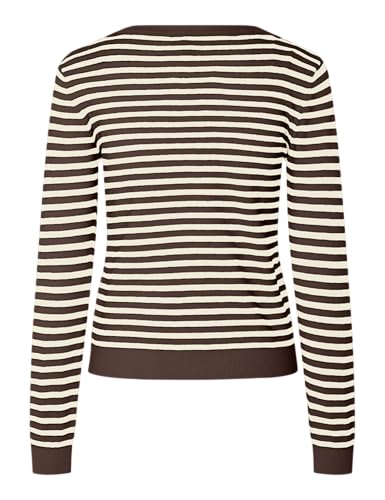Pieces Pcnora cardigan donna XS scollo tondo marrone