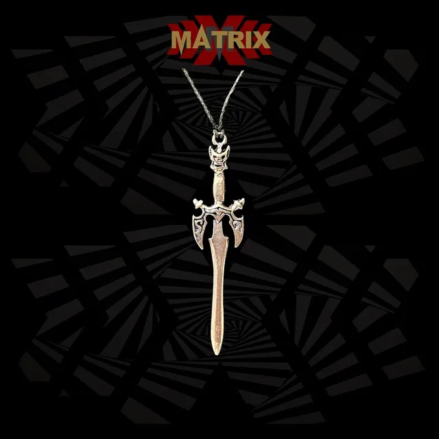 Matrix Music Store Sword Tribal Handle ciondolo zamac cordino