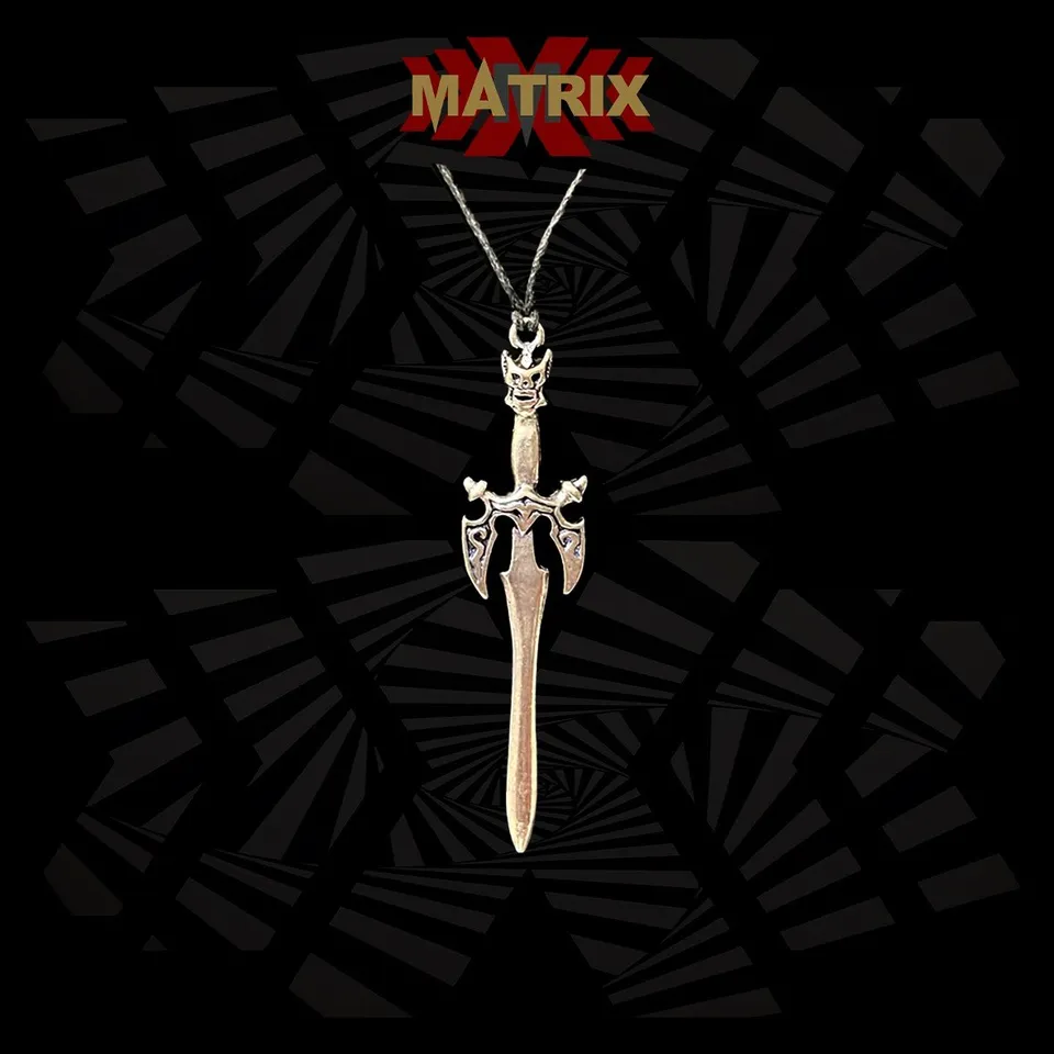 Matrix Music Store Sword Tribal Handle ciondolo zamac cordino