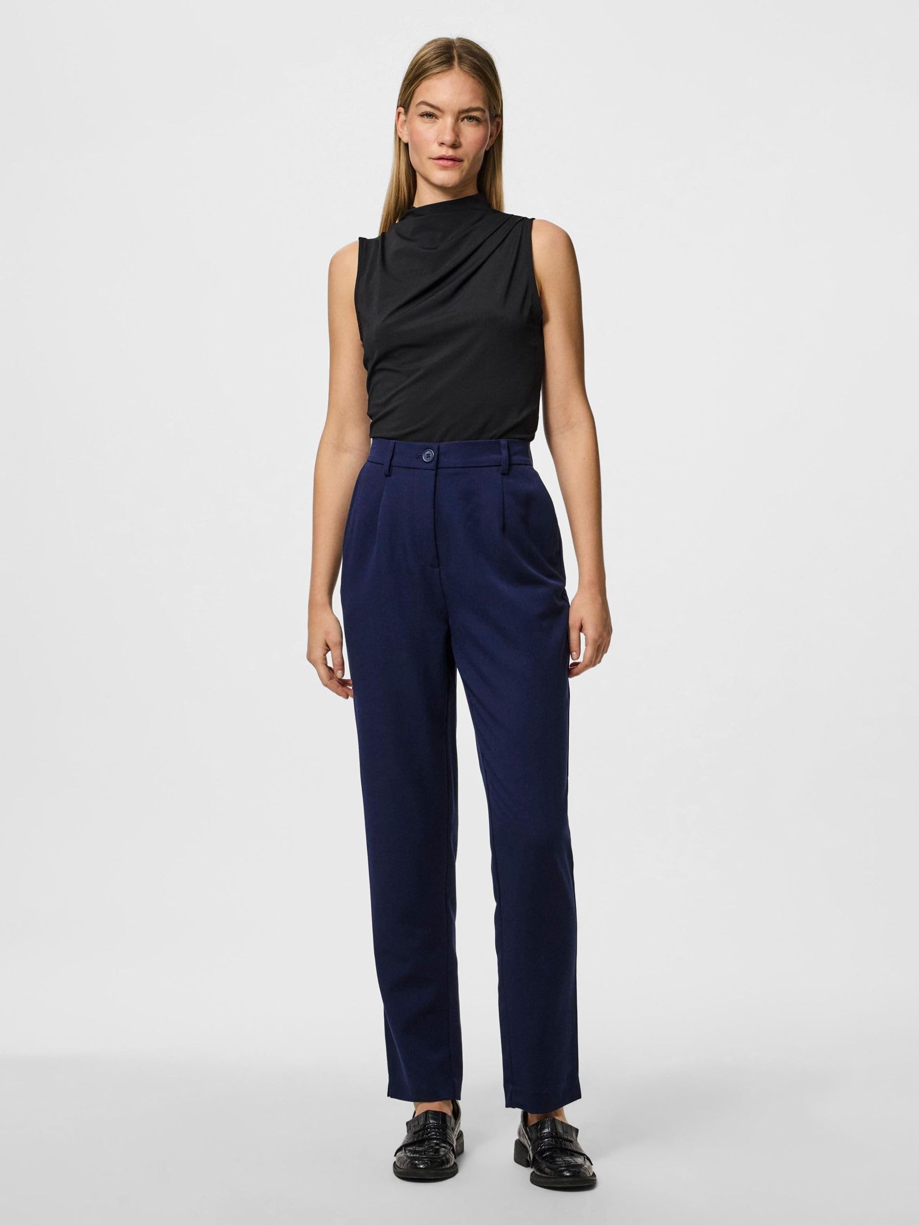 Pieces Pckamil pantaloni donna blu oltremare taglia S