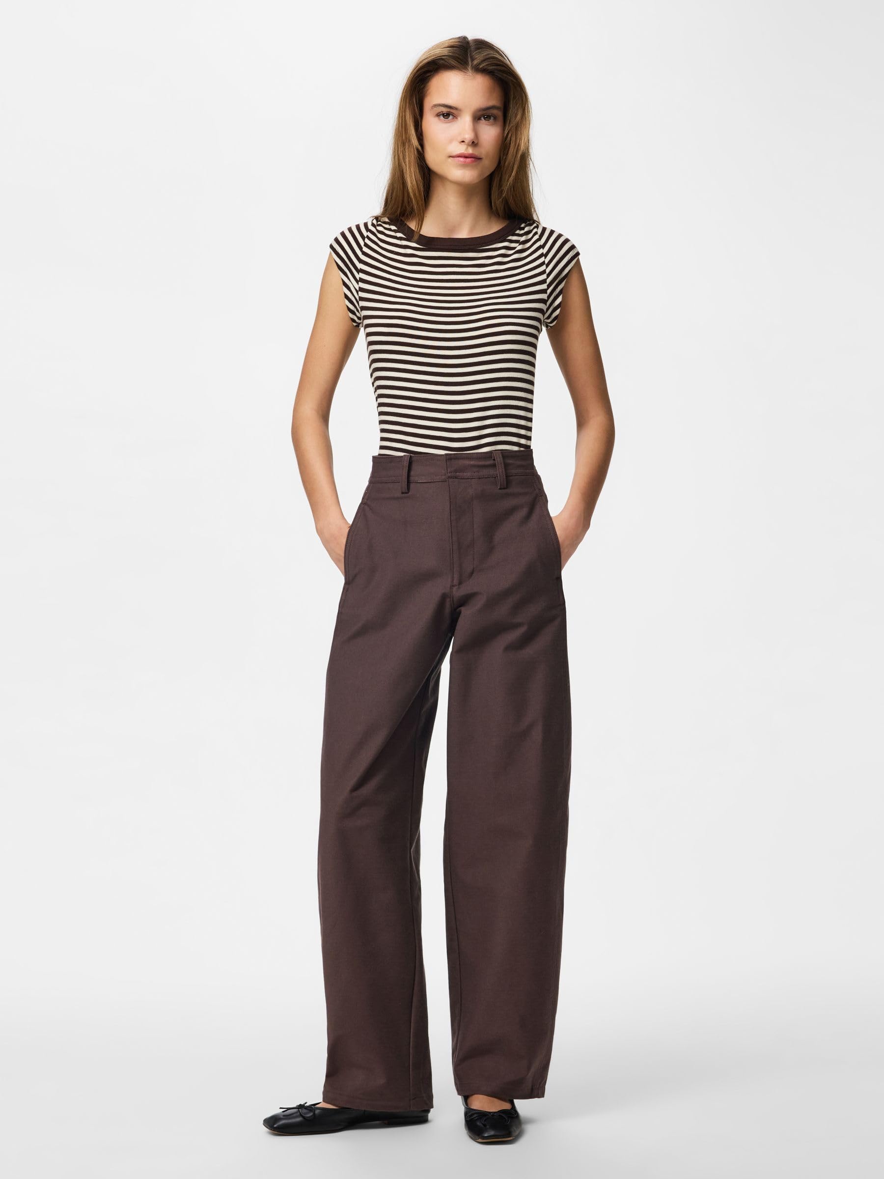 Pieces Pcrikke HW Barrel pantaloni donna hot fudge jersey