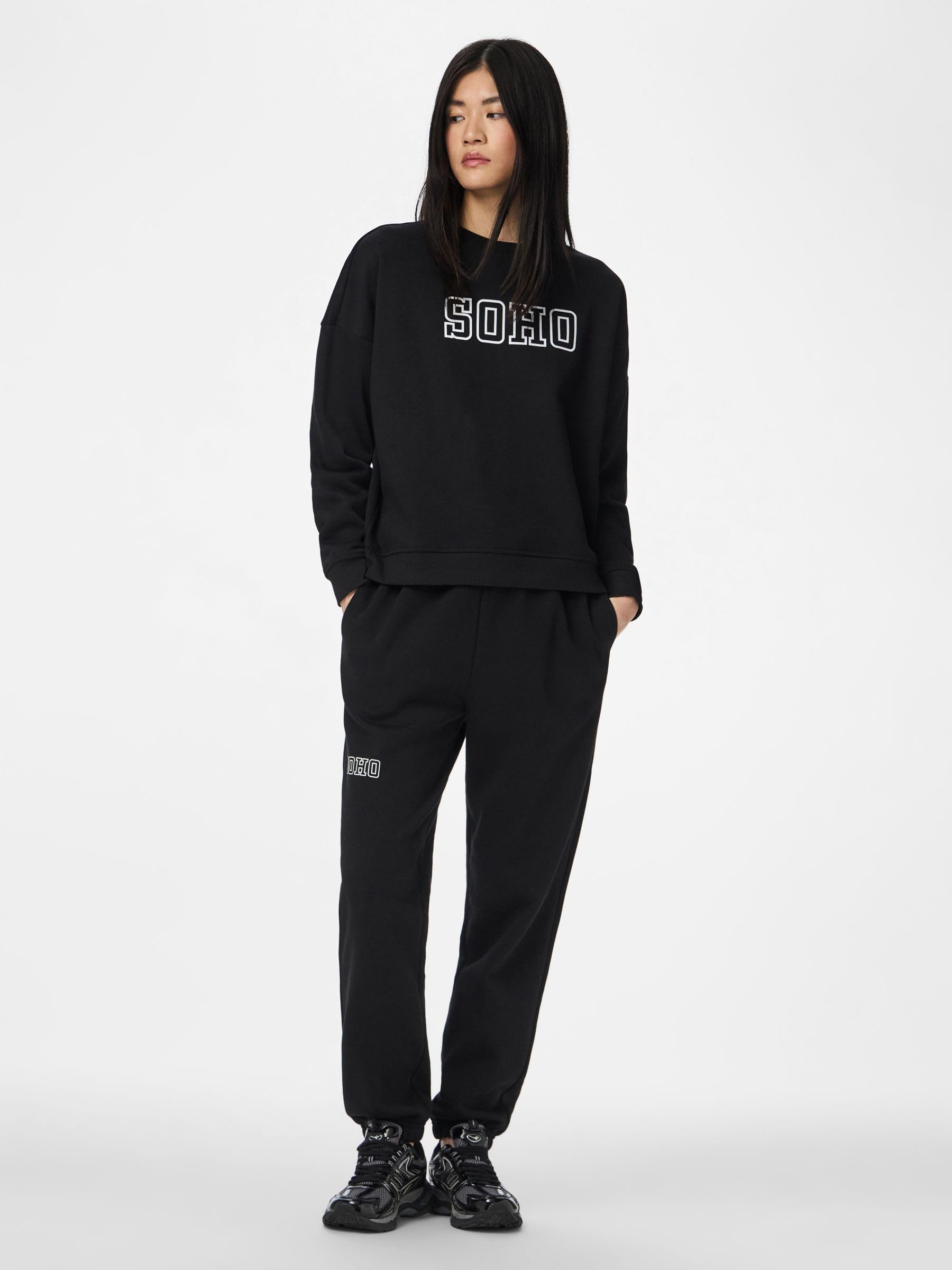 Pieces Pcrisso HW Sweat Pants tuta Nero taglia L cotone