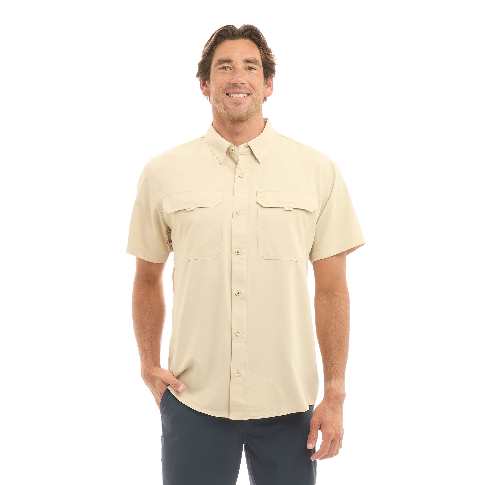 Pelagic Keys camicia uomo sabbia manica corta UPF 50+