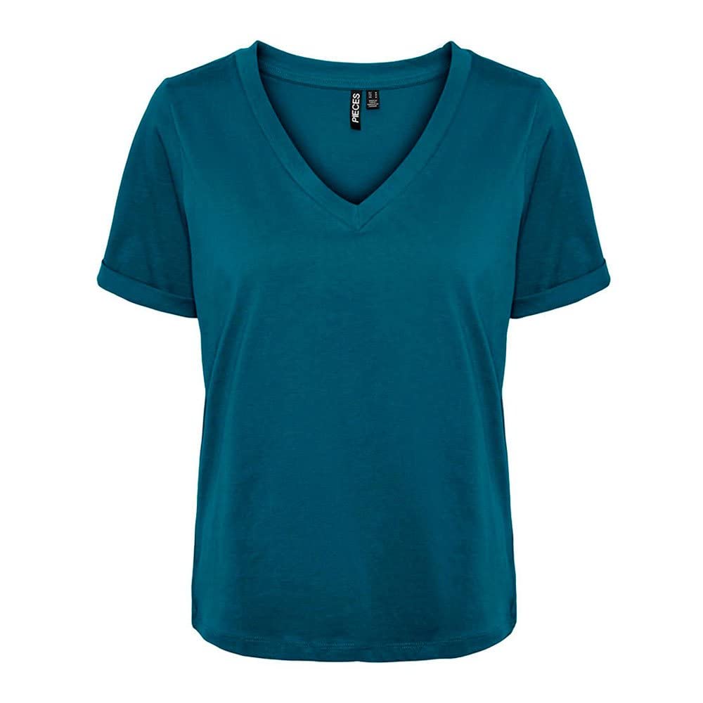 Pieces Pcria SS V-Neck Solid Tee Noos t-shirt donna viola cotone