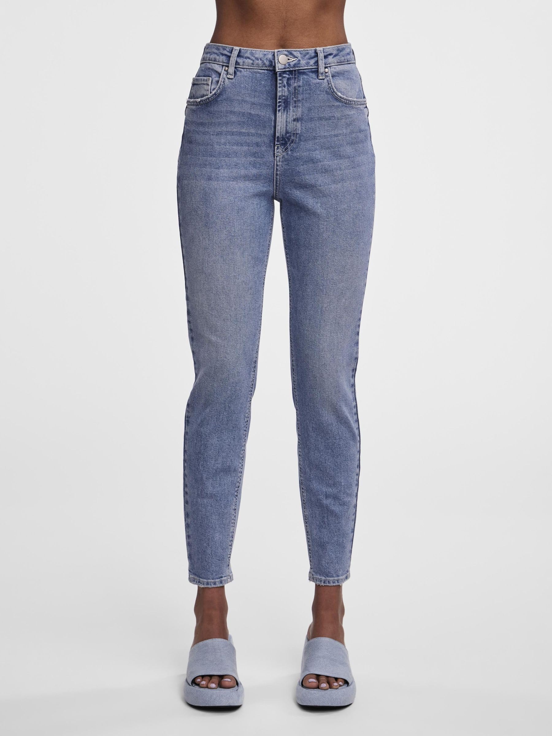 Pieces Pcleah Mom HW Ank Lb110-ba Noos jeans donna M