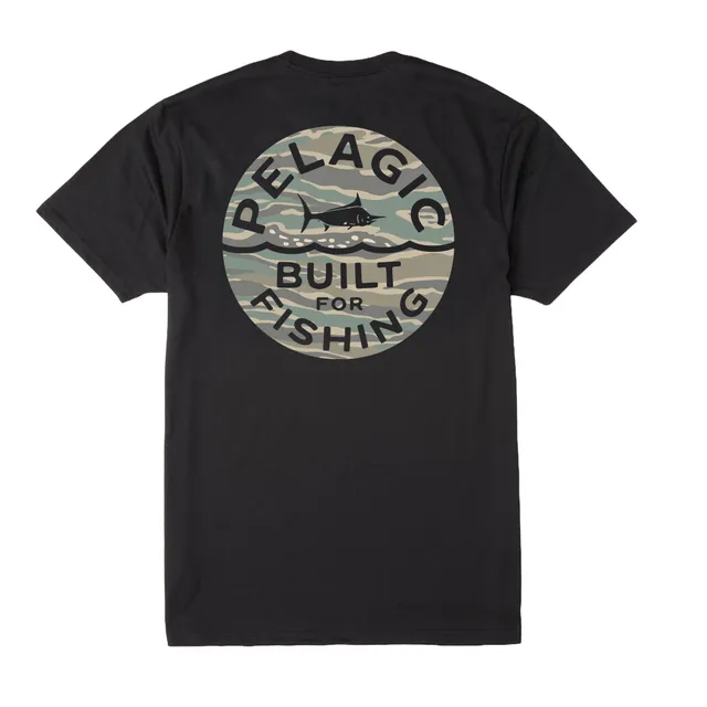 Pelagic Built Wahoo Camo maglietta uomo nera cotone
