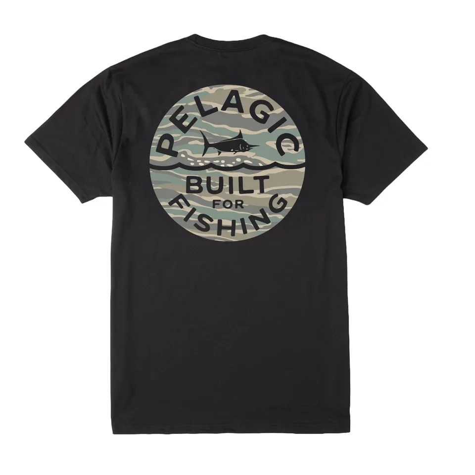 Pelagic Built Wahoo Camo maglietta uomo nera cotone