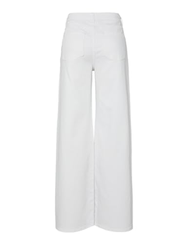 Pieces Pcsilke MW Wide Colered Jeans Noos BC bianco 33W/32L gamba larga