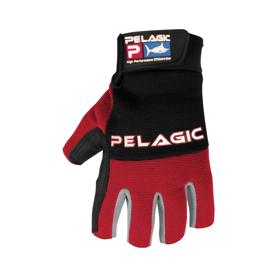 Pelagic Battle guanti pesca rossi dita scoperte