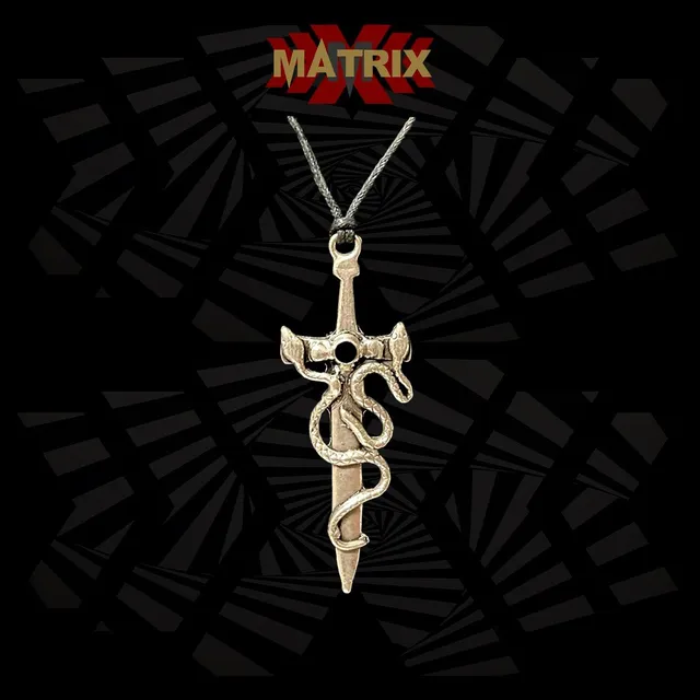 Matrix Music Store Sword Serpent Red Stone ciondolo zamak