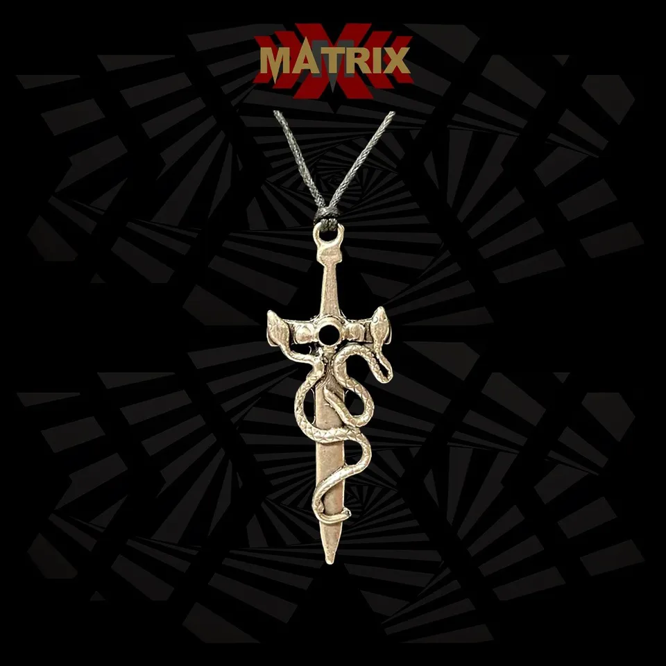 Matrix Music Store Sword Serpent Red Stone ciondolo zamak