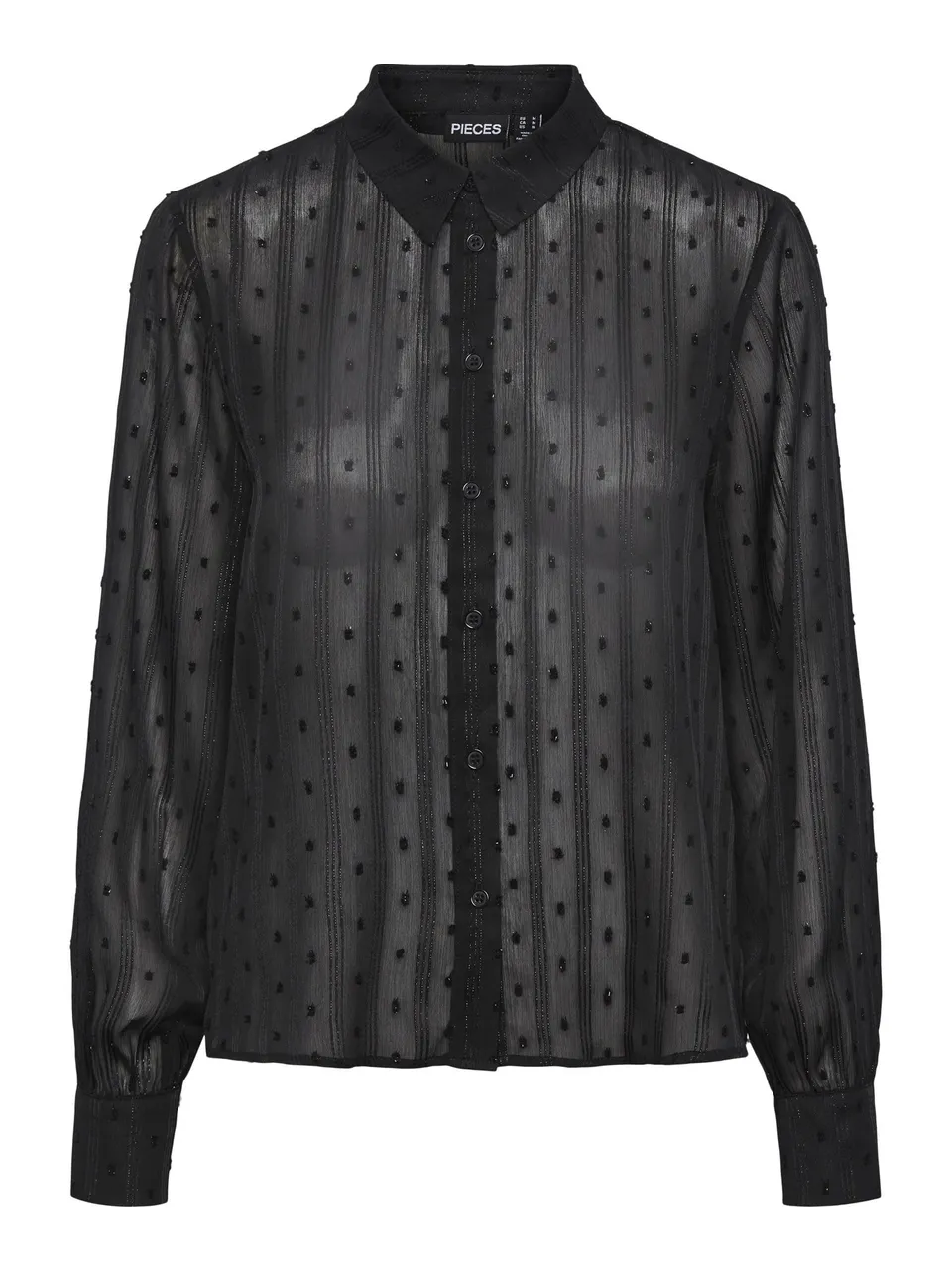 Pieces camicia lurex semitrasparente maniche lunghe