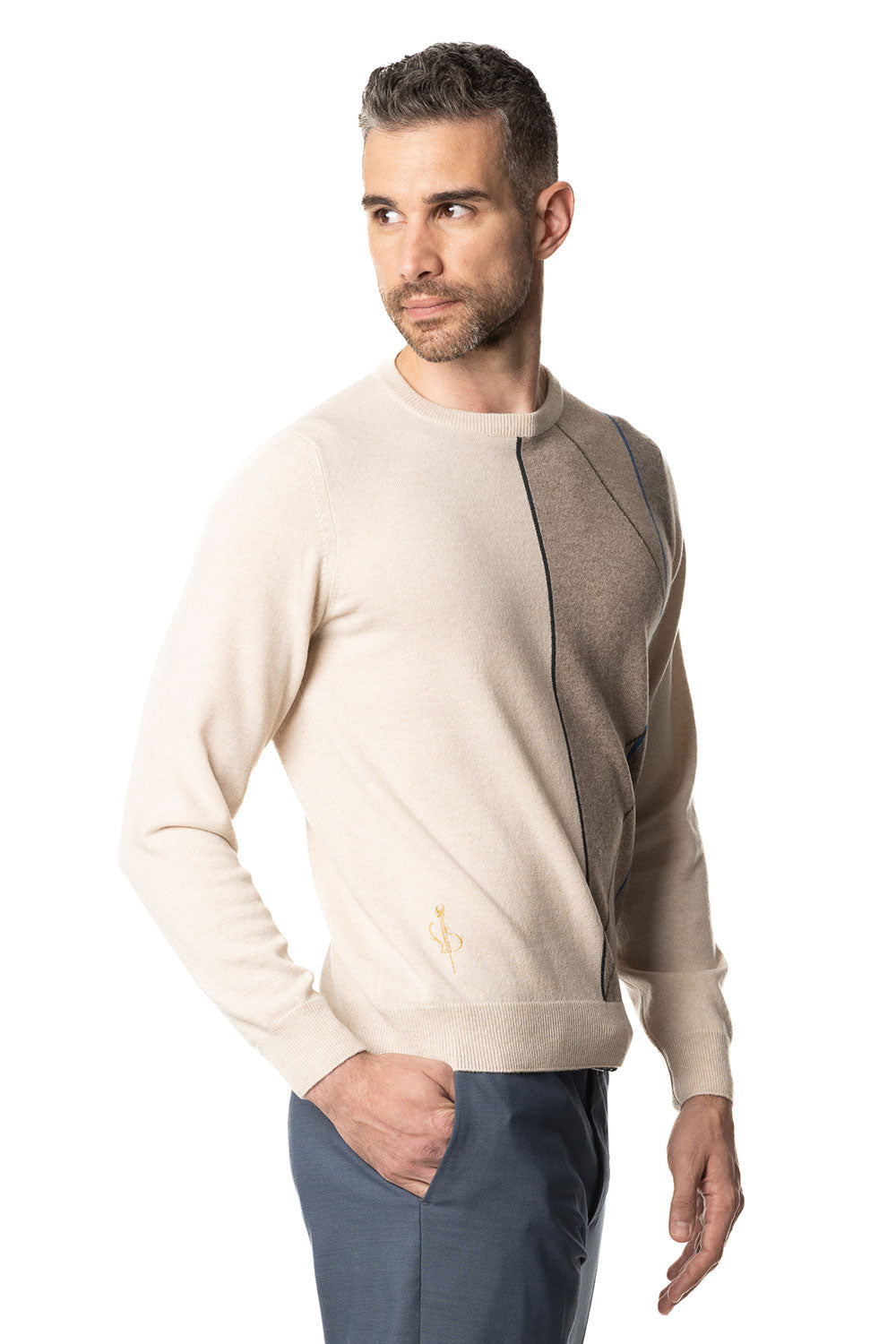 Vittoria Paci Girocollo Cashmere Beige Tortora Uomo