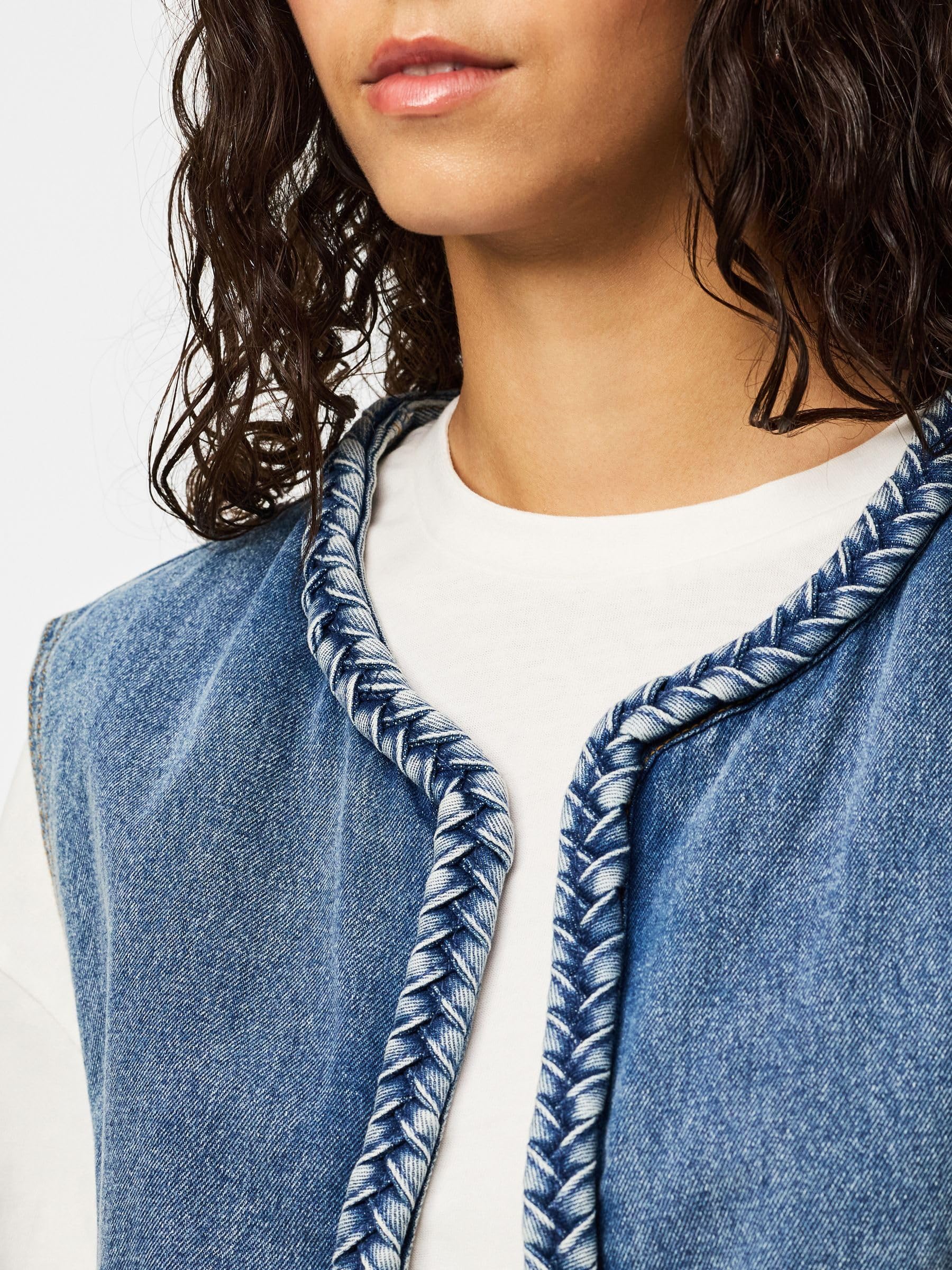Pieces Pcbell Cropped Denim Vest gilet S cropped
