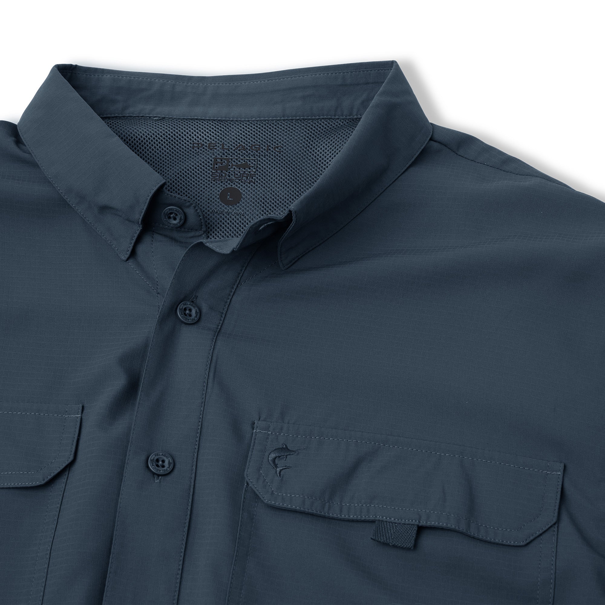 Pelagic Keys camicia uomo manica corta Blu Navy traspirante