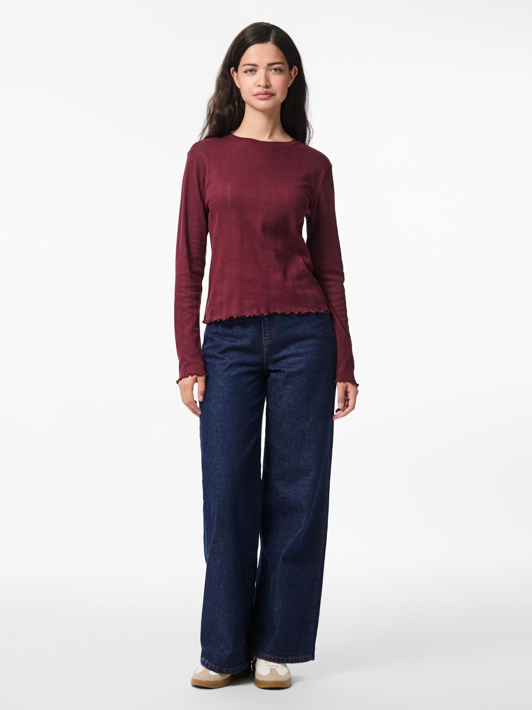 Pieces Pcmarie maglia donna maniche lunghe pointelle