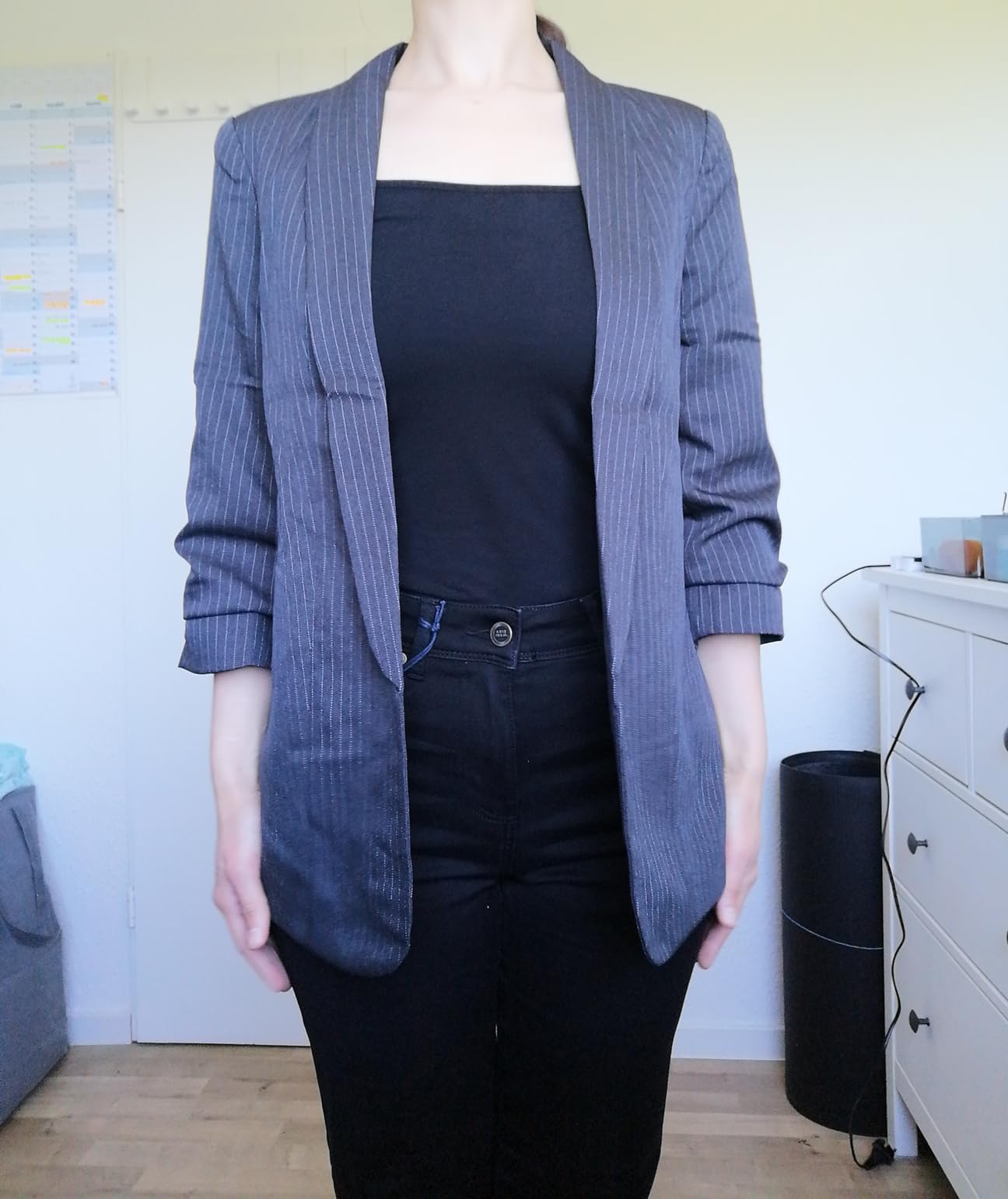 Pieces Pcbosella blazer donna taglia M verde gessato
