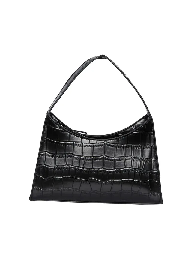 Pieces Pcbilla Croco borsa tracolla donna nera