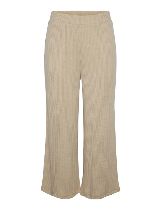 Pieces Pclena HW Cropped Pantaloni Nero Tessuto