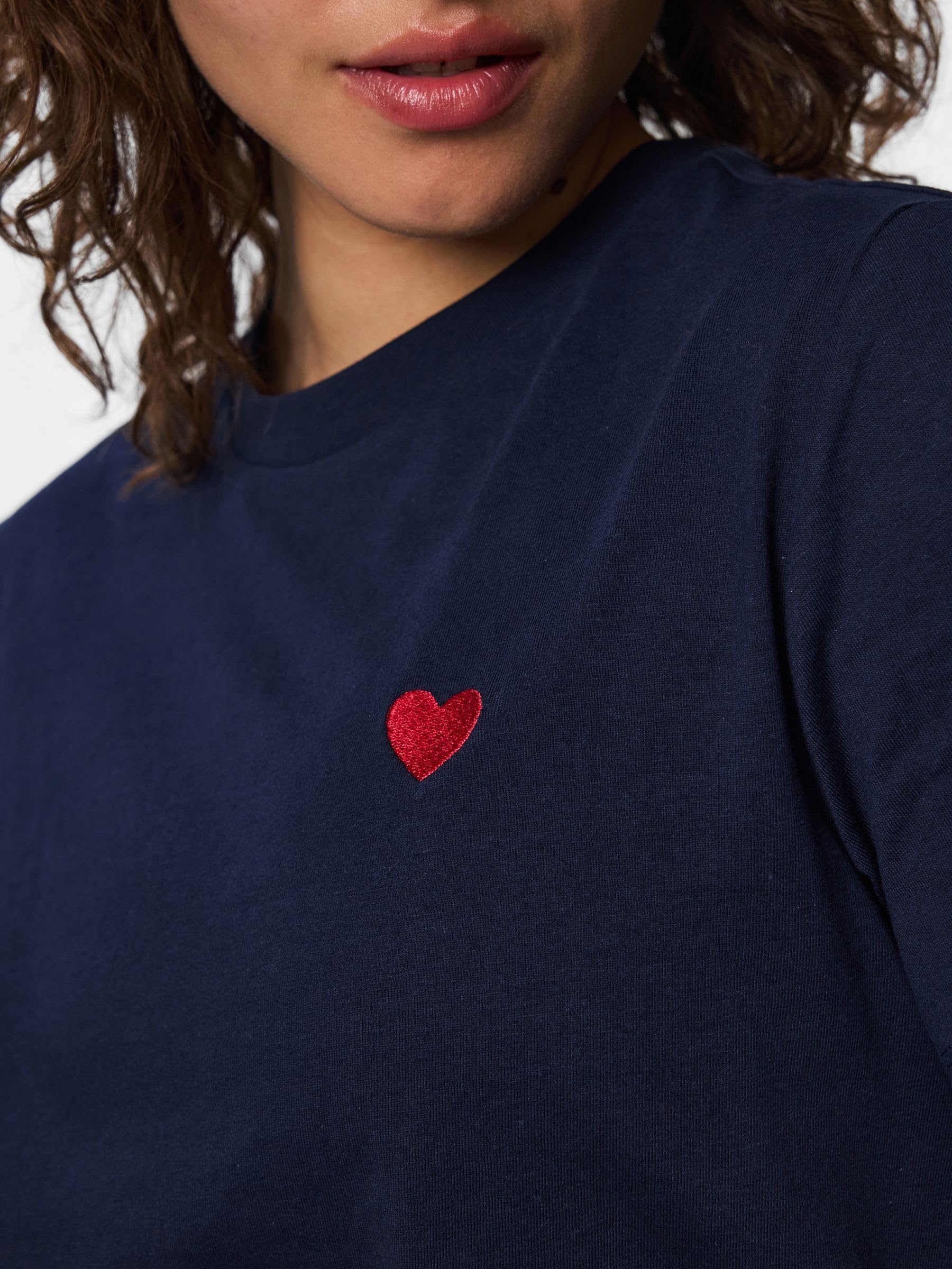 Pieces Pcmila SS Heart Tee t-shirt donna M cuore