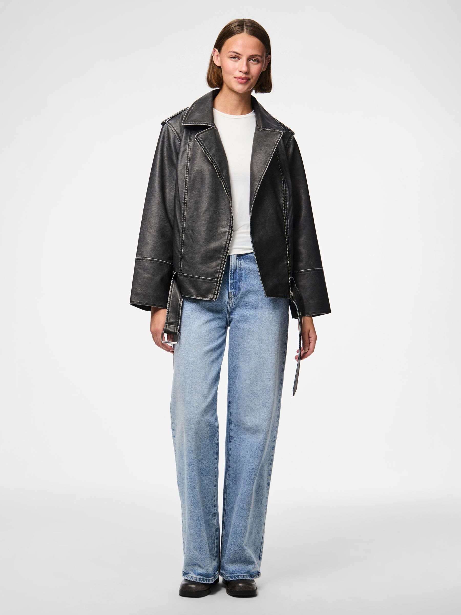 Pieces Pcjosie giacca biker donna ecopelle taglia M