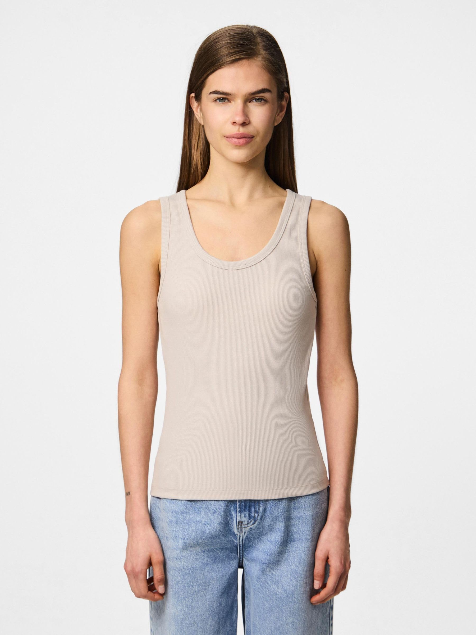 Pieces Pcmay Canotta Costine Donna Argento L