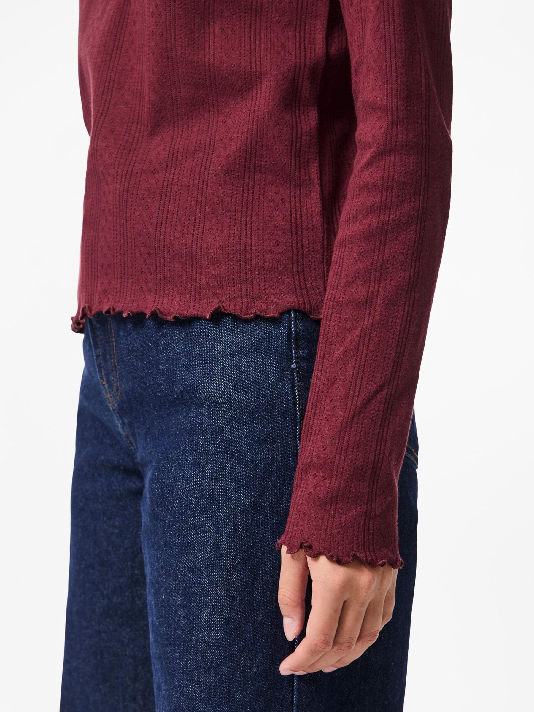 Pieces Pcmarie maglia donna maniche lunghe pointelle