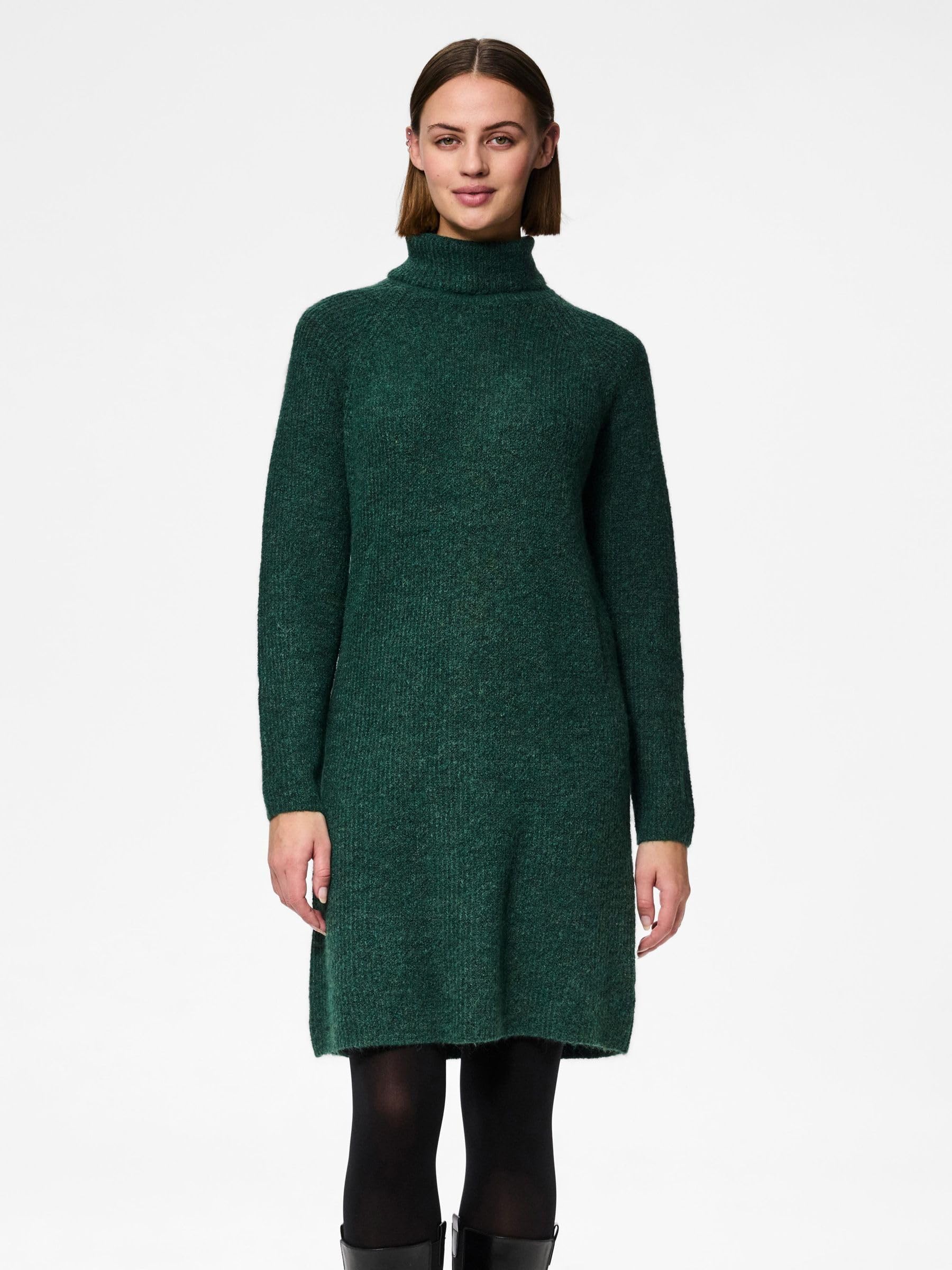 Pieces Pcellen abito maglia trekking green dritto maniche lunghe