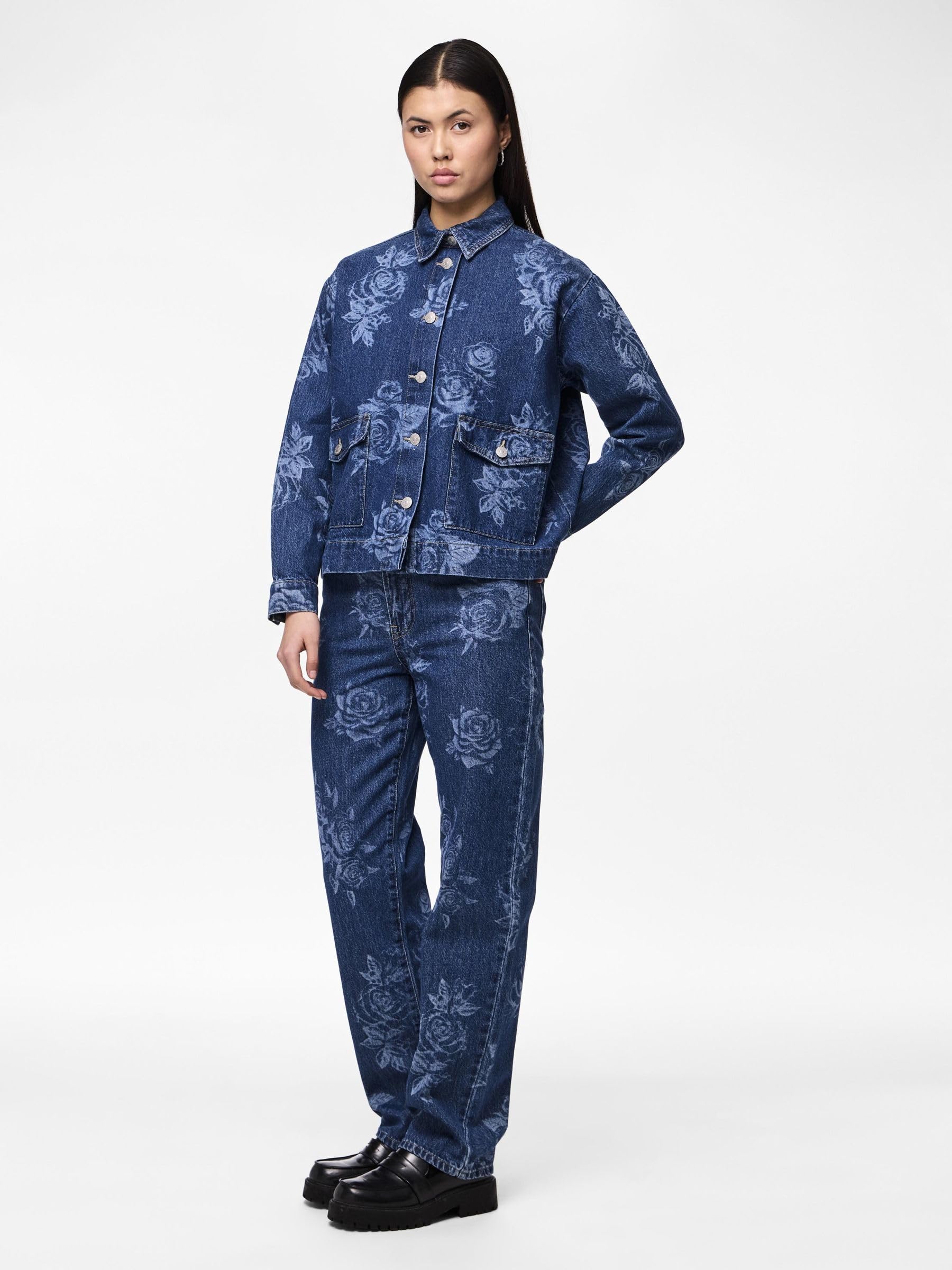 Pieces Pcflora camicia jeans donna XS stampata