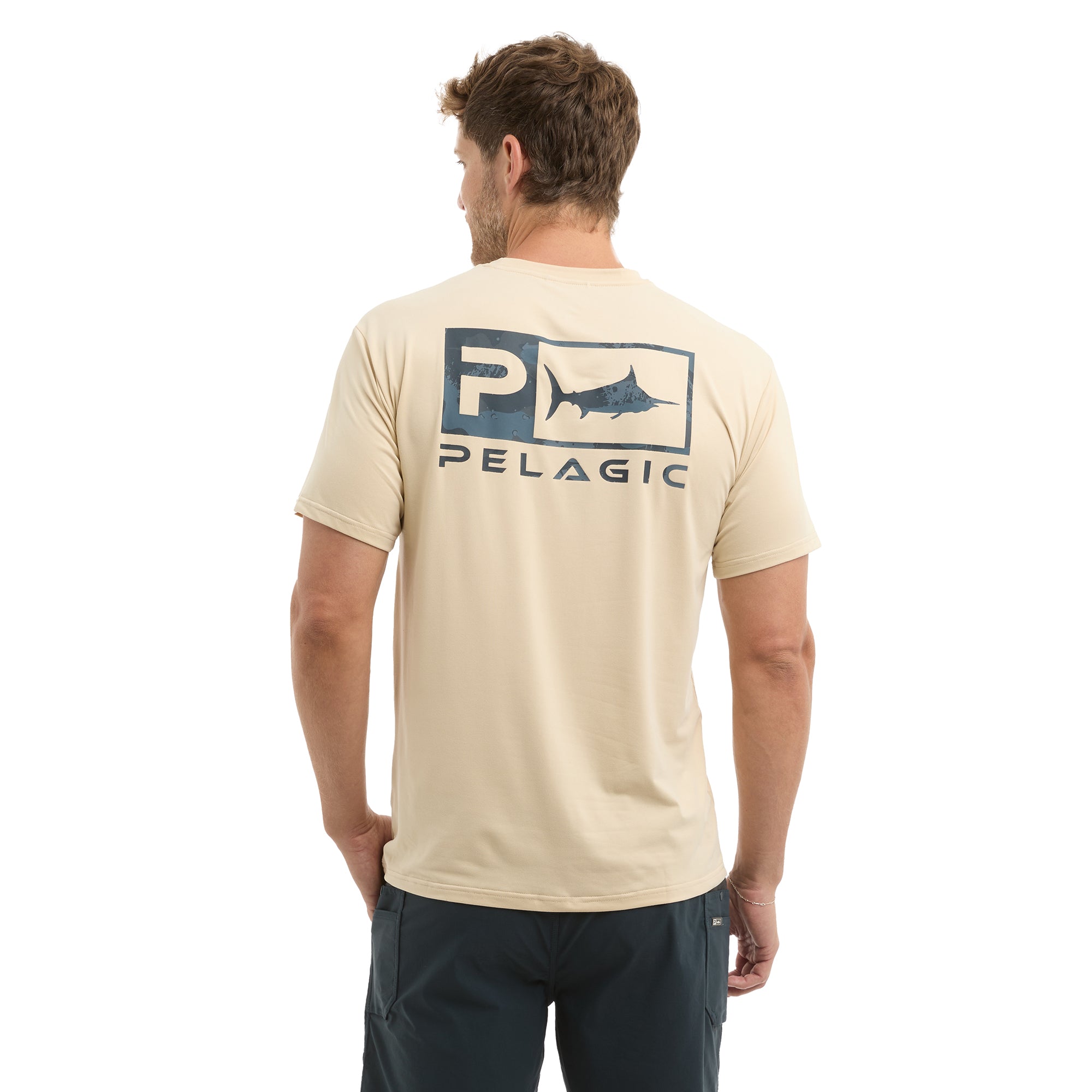 Pelagic Freespool Icon Camo maglietta Sand UPF 50+